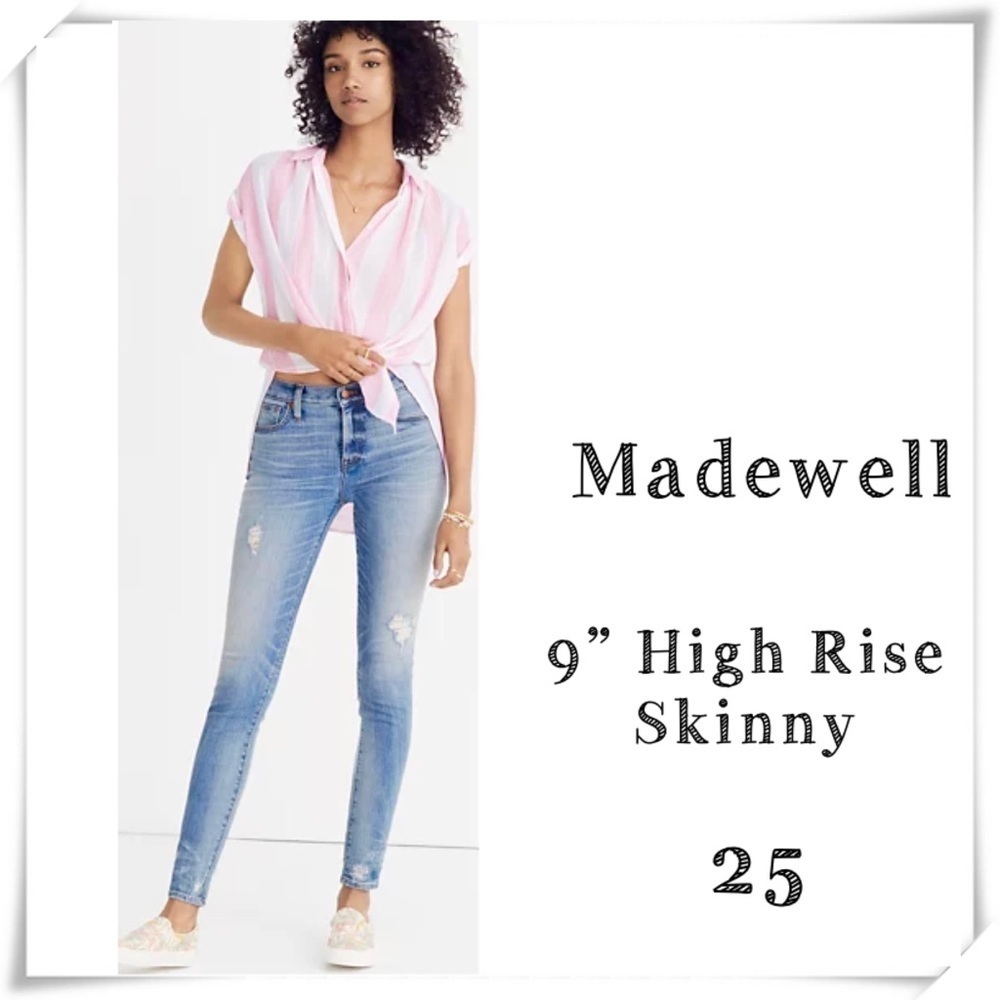 Madewell 9” High Rise Skinny Jeans Destructed-Hem Edition